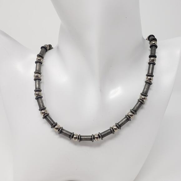 Pewter & Stainless Steel Beaded Necklace - Picture 1 of 5